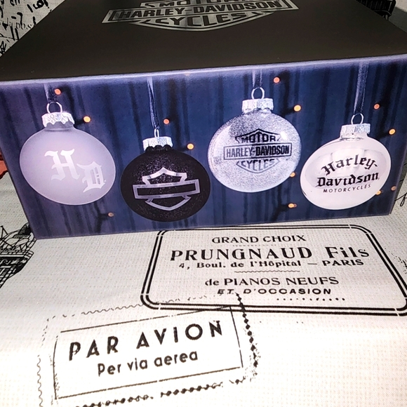 Harley-Davidson® Glass Ball Holiday Christmas Tree Ornaments Set of 4 - Picture 1 of 3